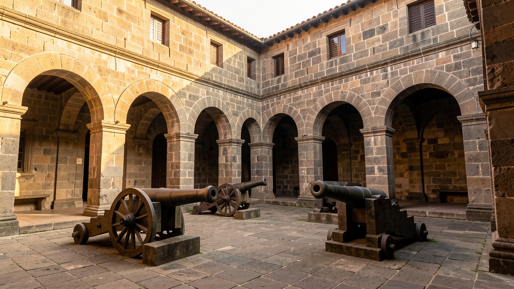 Interior courtyard of Fort Santiago with Spanish colonial architecture